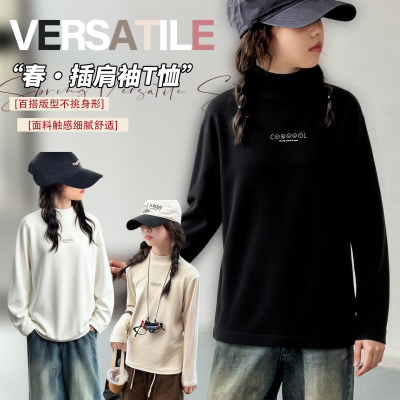 女童半高领德绒打底衫2025新款