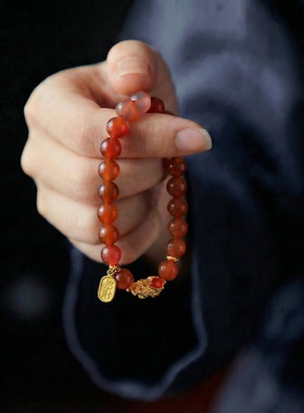 2025年新款天然黄水晶貔貅手串手链手饰南红蜜蜡佛珠转运手链礼物