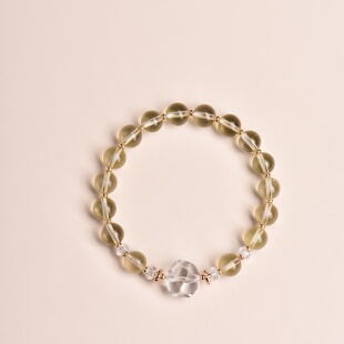 女款2026年新款天然黄水晶白水晶手链手串跑环麻花原创马上有钱