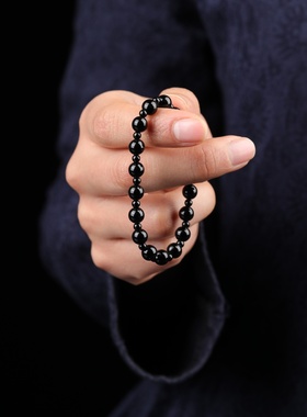 手链女款2025新款手串水晶黑曜石女款女生轻奢小众精致素串男款