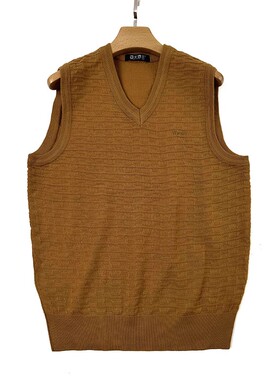 羊毛背心男女 V领套头毛衣土黄色精纺2025年新款秋冬季OL通勤大码