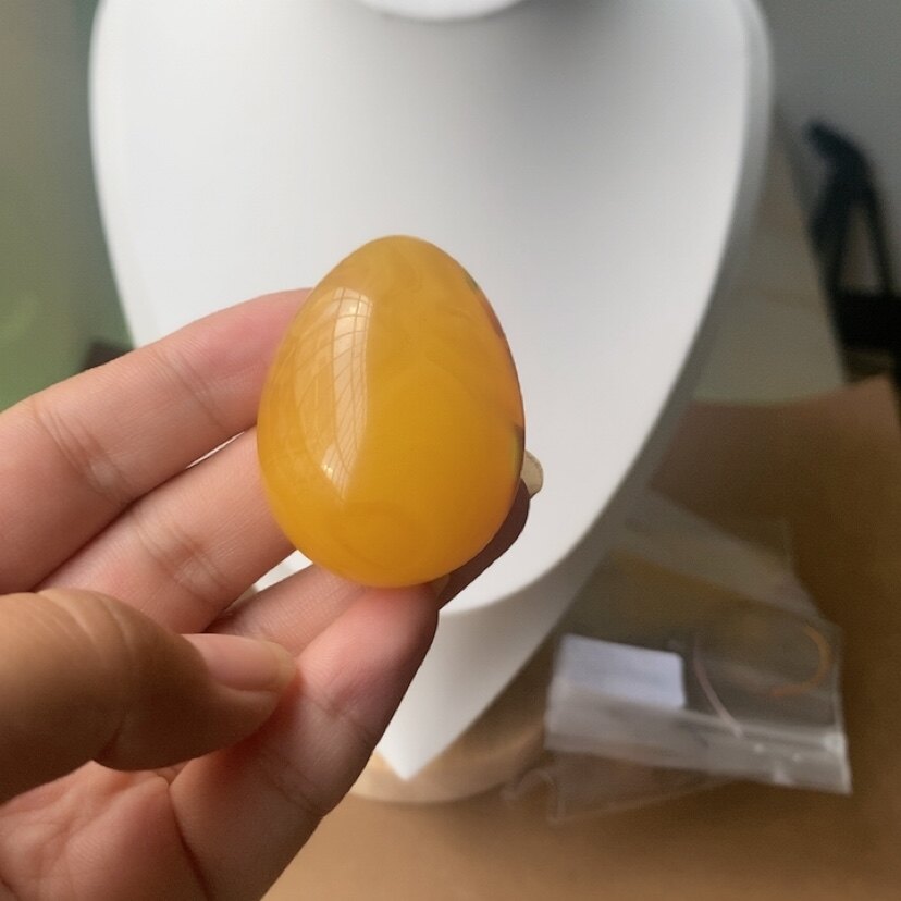 老蜜蜡水滴吊坠 俄料鸡油黄琥珀蜜蜡挂坠微瑕颈饰项链毛衣链