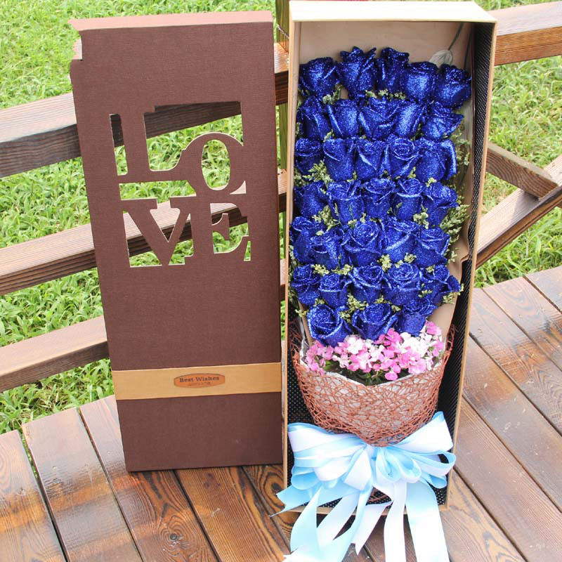 蓝色妖姬鲜花蓝玫瑰花束礼盒北京鲜花速递同城生日上海广州送订花