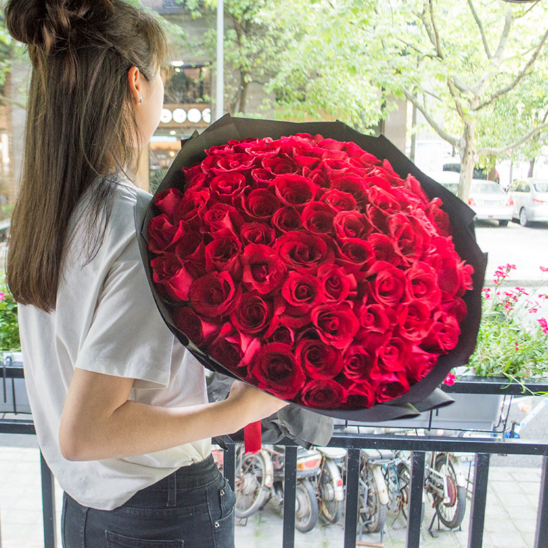 全国鲜花速递同城青岛烟台淄博潍坊德州临沂东营99朵生日玫瑰花束