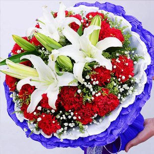 杭州玫瑰百合康乃馨花束鲜花速递同城宁波温州绍兴湖州嘉兴生日送
