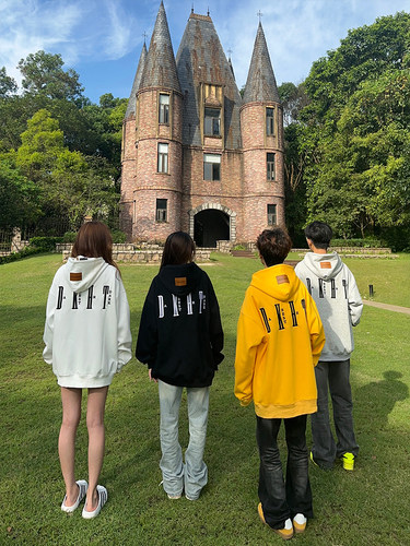 美式复古字母刺绣连帽卫衣