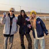 126KID 美式 复古魔术贴刺绣飞行服外套男女春秋情侣潮牌宽松夹克