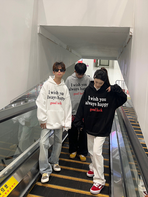 美式街头字母印花连帽卫衣