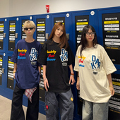 美式 复古重工刺绣短袖 T恤男女潮牌夏季 126KID 新款 宽松情侣上衣