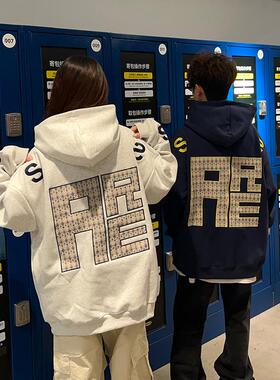 126KID 原创美式复古民族风刺绣连帽卫衣男女国潮牌情侣外套帽衫