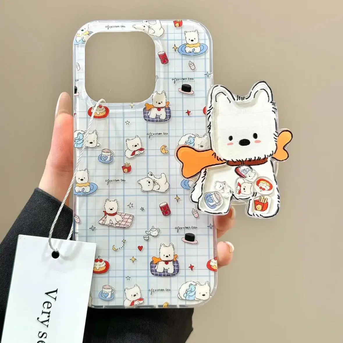 卡通西高地摇摇乐支架适用苹果16promax手机壳新款iPhone15/13/14