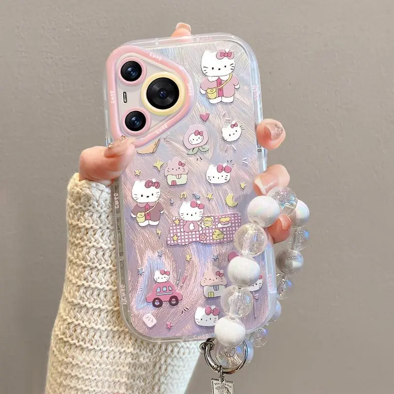 适用卡通KT猫苹果16promax手机壳iPhone15plus羽纱14防摔13/12/11