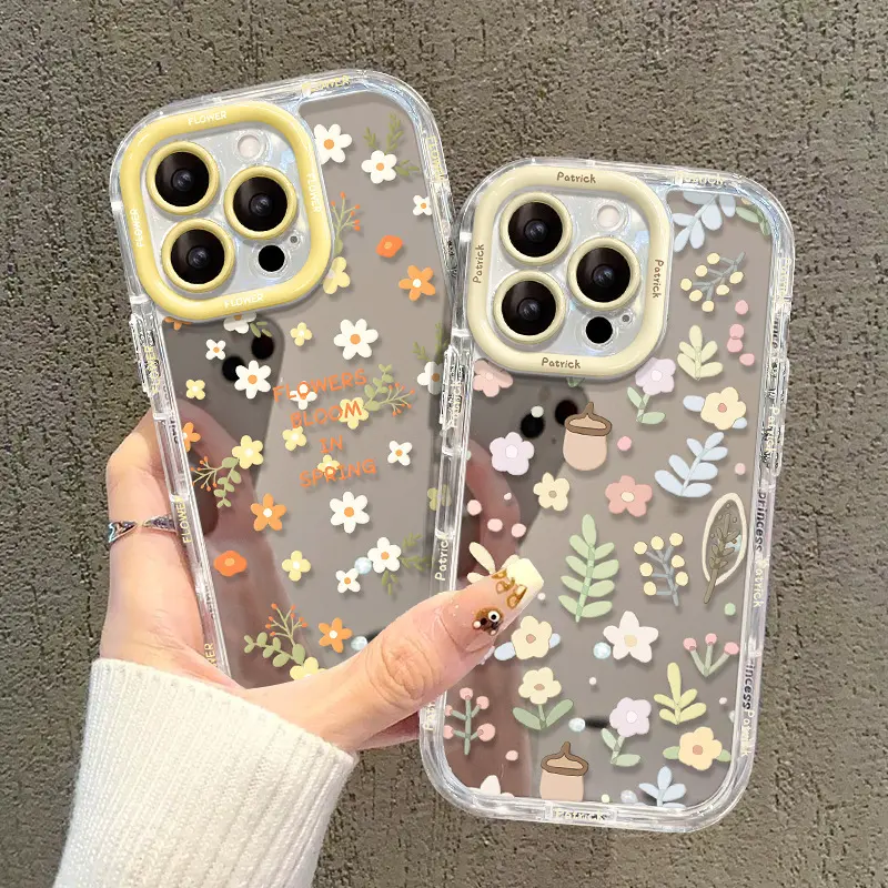 满屏清新碎花适用苹果16手机壳iphone14promax镜面15透明xs防摔8p