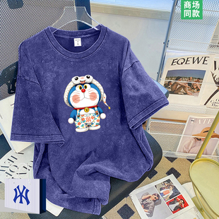 专柜同款 纯棉重磅短袖 品牌热销 夏季 t恤男士 哆啦A梦联名