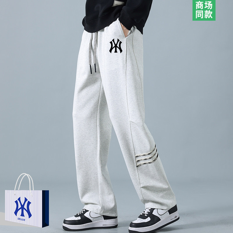 【一折专区】条纹休闲裤子男士夏季新款潮牌卫裤宽松直筒运动裤子