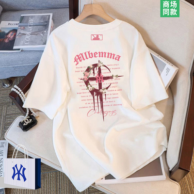 美式潮牌短袖t恤女士五分袖上衣