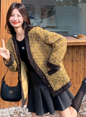 新款现货！秋冬拼接拼色高定小香风短外套D918-P170K238