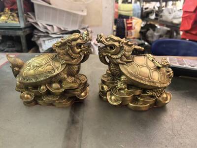 纯铜龙龟摆件一对龙头龟大号家居桌面装饰乌龟镇宅招财子母龟客厅