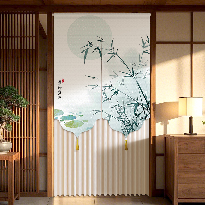 防蚊门帘隔断帘2025新款新中式蕾丝免打孔厨房卧室挡风隐私遮挡帘