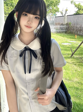 小野学院/莓喵jk短袖衬衫jk制服套装收腰衬衫蓝粉绿紫色刺绣款夏