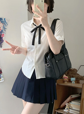 莓喵jk馆短袖衬衫白色jk衬衫日系学院风制服夏季百搭收腰衬衫女款