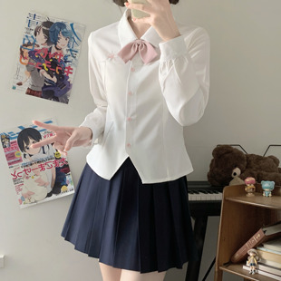 莓喵jk制服长袖衬衫白色学院风内搭百搭打底衫日式抗皱校供感外穿
