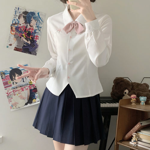 莓喵jk制服长袖衬衫白色学院风内搭百搭打底衫日式抗皱校供感外穿