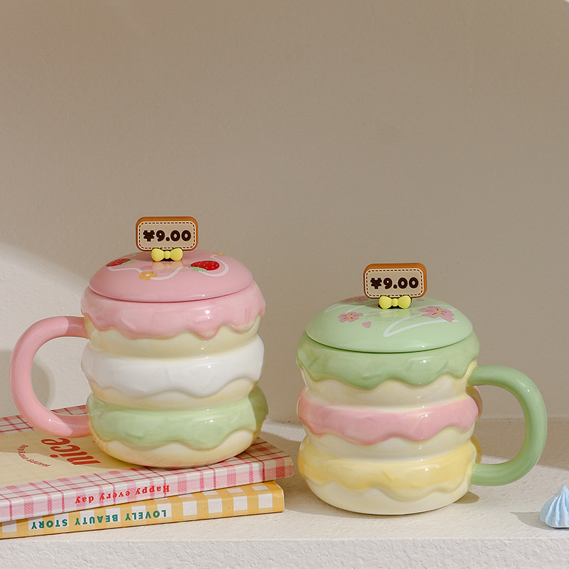 韩式ins粉嫩心颜值高陶瓷马克杯