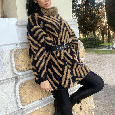 新款2026春季女装高级感立领水貂毛宽松针织外套头毛衣女单件超厚