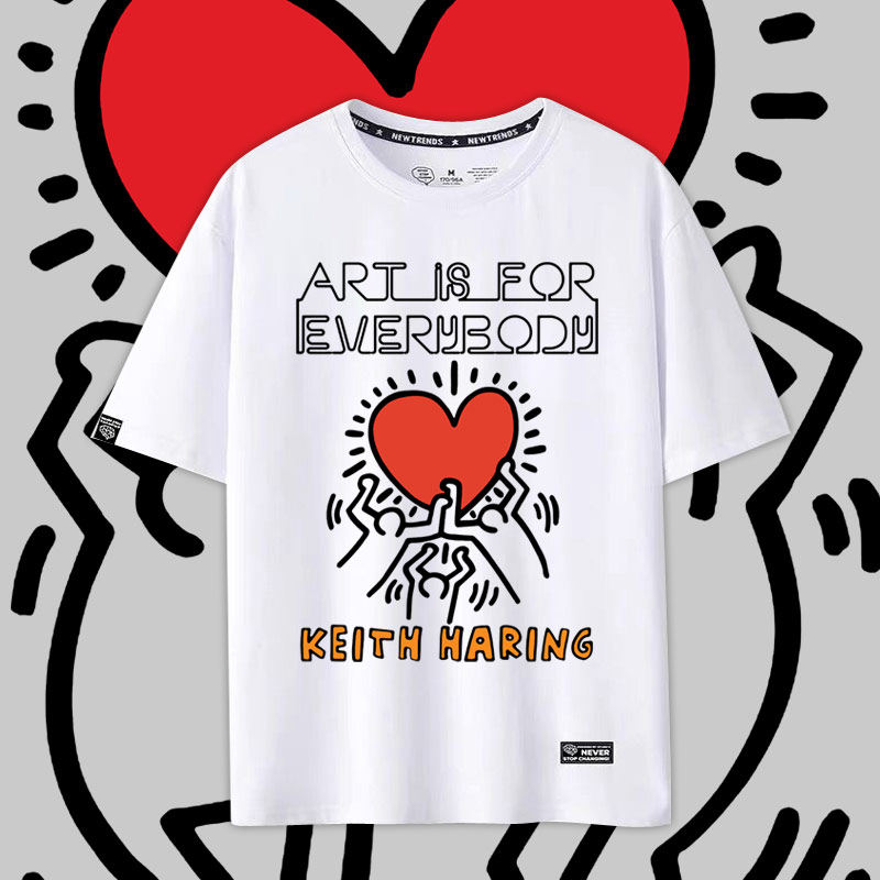 keith haring联名凯斯哈林潮牌短袖男女个性t恤情侣美式上衣ml