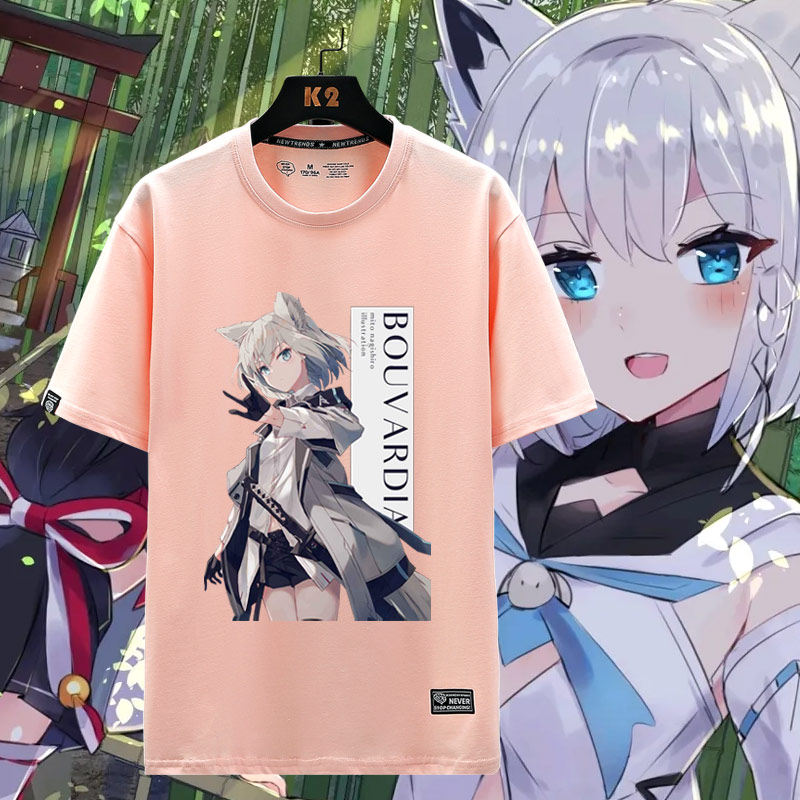 Vtuber动漫二次元周边t恤男女潮牌小狐狸白上吹雪awsl短袖宽松jl