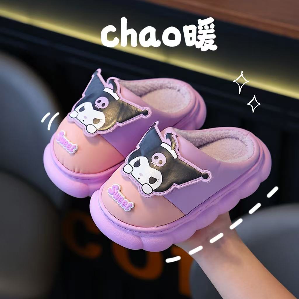 防水儿童棉拖鞋秋冬季女童男童居家防滑厚底保暖可爱宝宝亲子棉拖