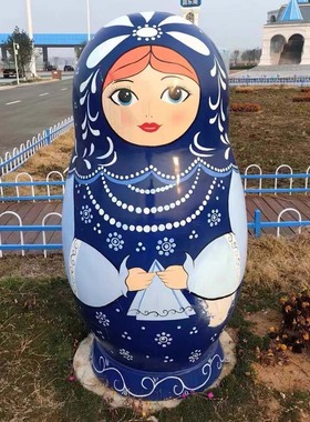 玻璃钢仿真大型俄罗斯套娃雕塑俄式厨房套娃摆件户外彩绘套娃定制