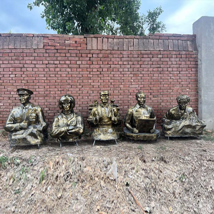 玻璃钢仿铜十大英模雕塑雷锋张思德半身树脂像校园军区树脂人摆件