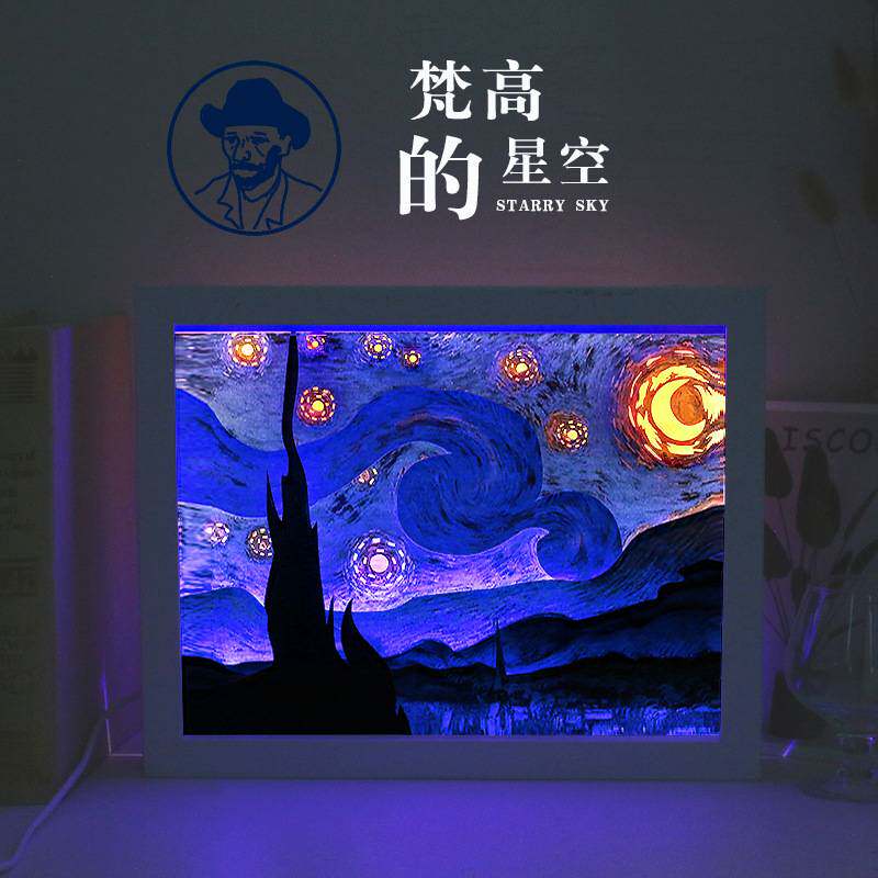 新意夜灯创意礼品星空剪影灯节日氛围伴睡灯朋友礼物d光影纸雕灯