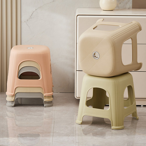 加厚塑料凳子家用成人客厅餐桌椅子高凳防滑熟胶板凳浴室茶几小凳