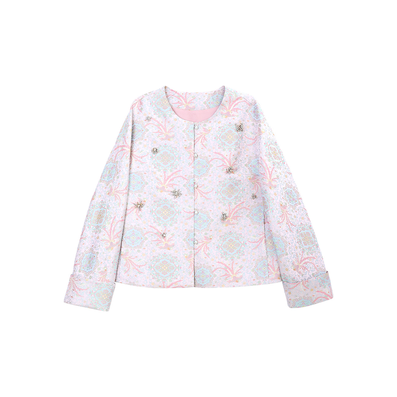 【钱老板推荐】粉凤宝相螺钿宋锦外套 25068