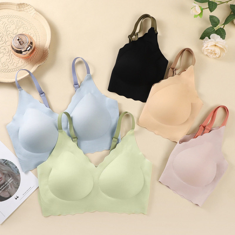 阪织屋官方旗舰店精品撞色无痕美背无钢圈女士无感软支撑聚拢上托