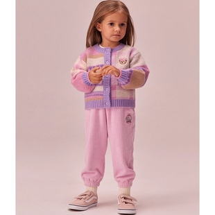 25年新款女童提花毛衣韩版针织厚实可爱百搭开衫外套TKCK238948I