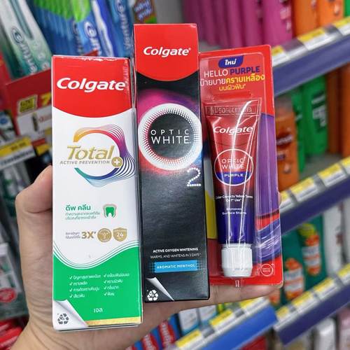 泰国711代购colgate高露洁色修牙膏光杆美白去黄去烟渍茶渍含氟