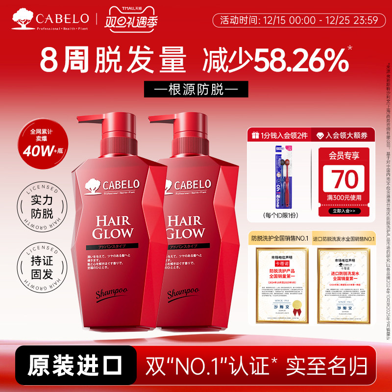 卡蓓诺防脱洗发水固发密发护发蓬松控油精华防脱发洗发露液进口