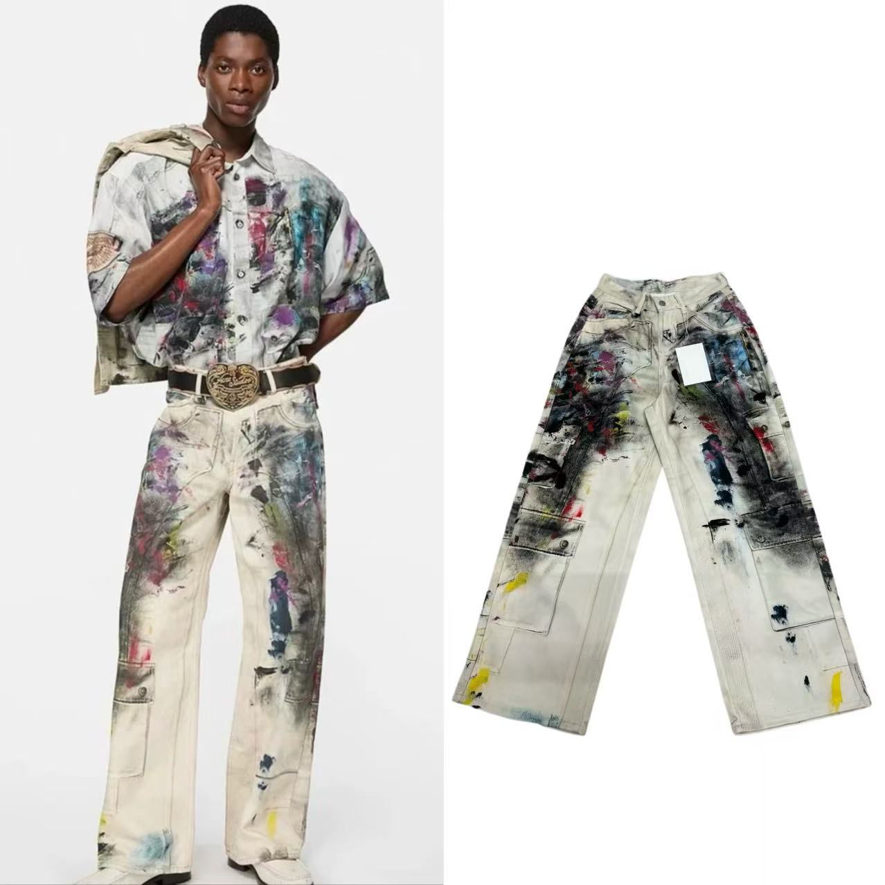 Ac风格画家涂鸦1981版型牛仔裤