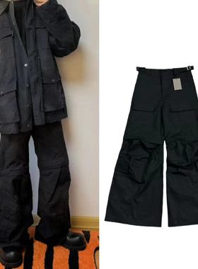 B家热度王23FW定织定染水洗喇叭工装裤Ts同款巴黎风格工装长裤潮