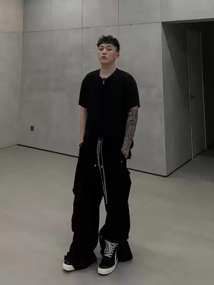 Original Ro Dark Style 23Ss New Multi-Pocket Cargo Pants, Floor-Length Wide-Leg Flared Casual Pants