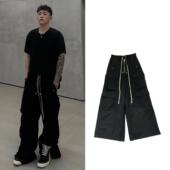 23ss新款 多口袋工装 裤 原标RO暗黑风格 cargo拖地阔腿喇叭休闲裤