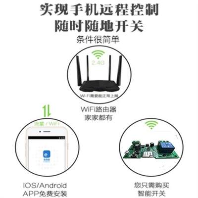 手机远程控制点动自锁5v12v24v门禁电子锁wifi易微联智能开关模块