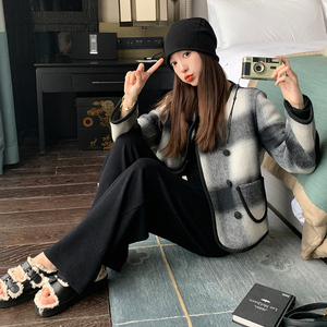 【现货】 小香风 双面格子妮大衣外套短款301A-8511-P155-K208图片
