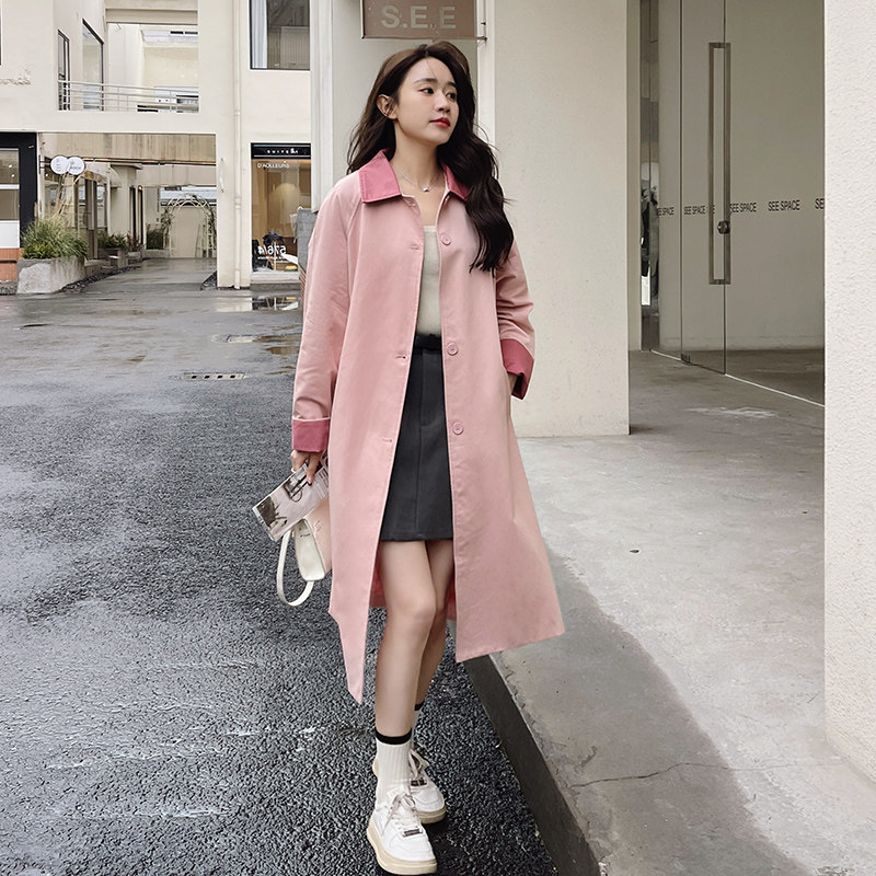 高级小众粉色风衣外套女春秋2025年超火好看减龄巴恩风中长款大衣,女装风衣,2C301