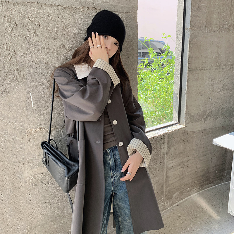 【现货】新款图撞色中长款风衣301A-8982-P155-K228,女装风衣,2C301