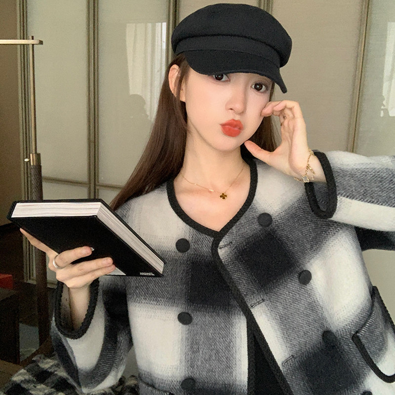 法式名媛小香风毛呢外套女2024年冬季新款韩系气质小个子呢子大衣,女装皮草,2C301